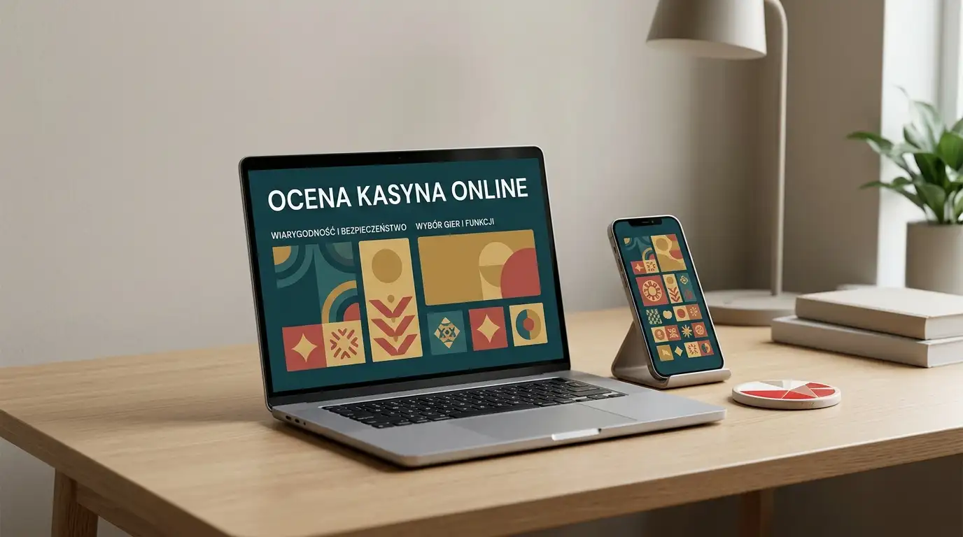Neutralna ilustracja korzystania z kasyna online na laptopie i telefonie